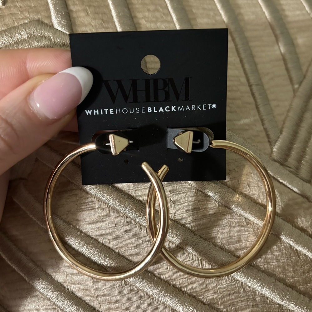 White House Black Market Gold Tone Hoop Earrings